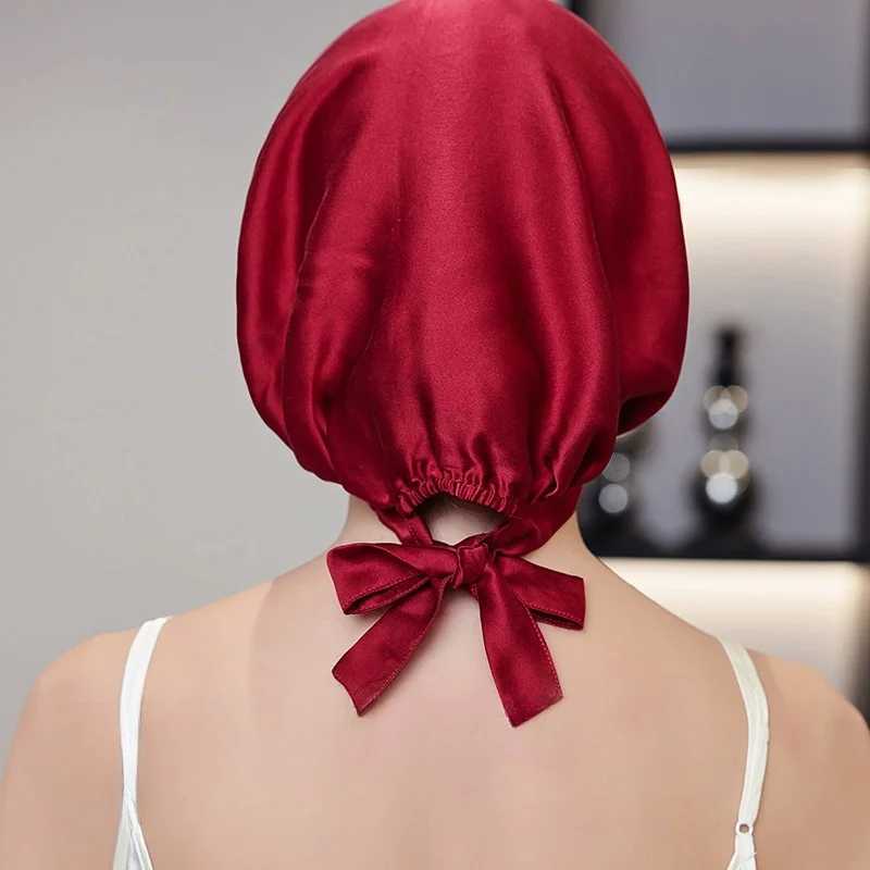 Mulberry Silk Bonnet Sleep Cap for Women Night Hat 16 Momme with Adjustable Ribbons Hair Care Z250808