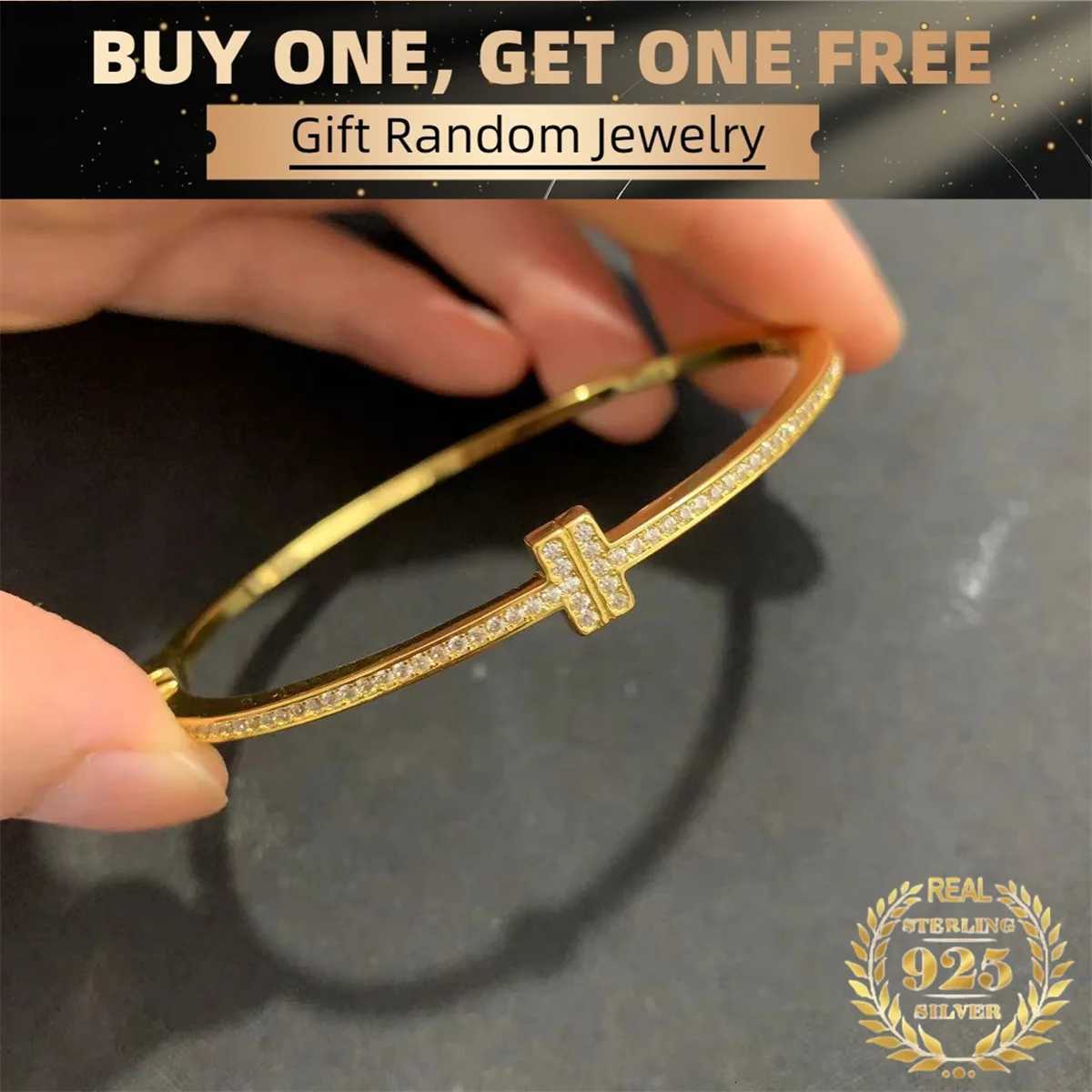 925 Silver Fashion Gemstone Bangle Rhinestone Full Metal Bracelet For Women Birthday Party Christmas Gift Jewelry y250808
