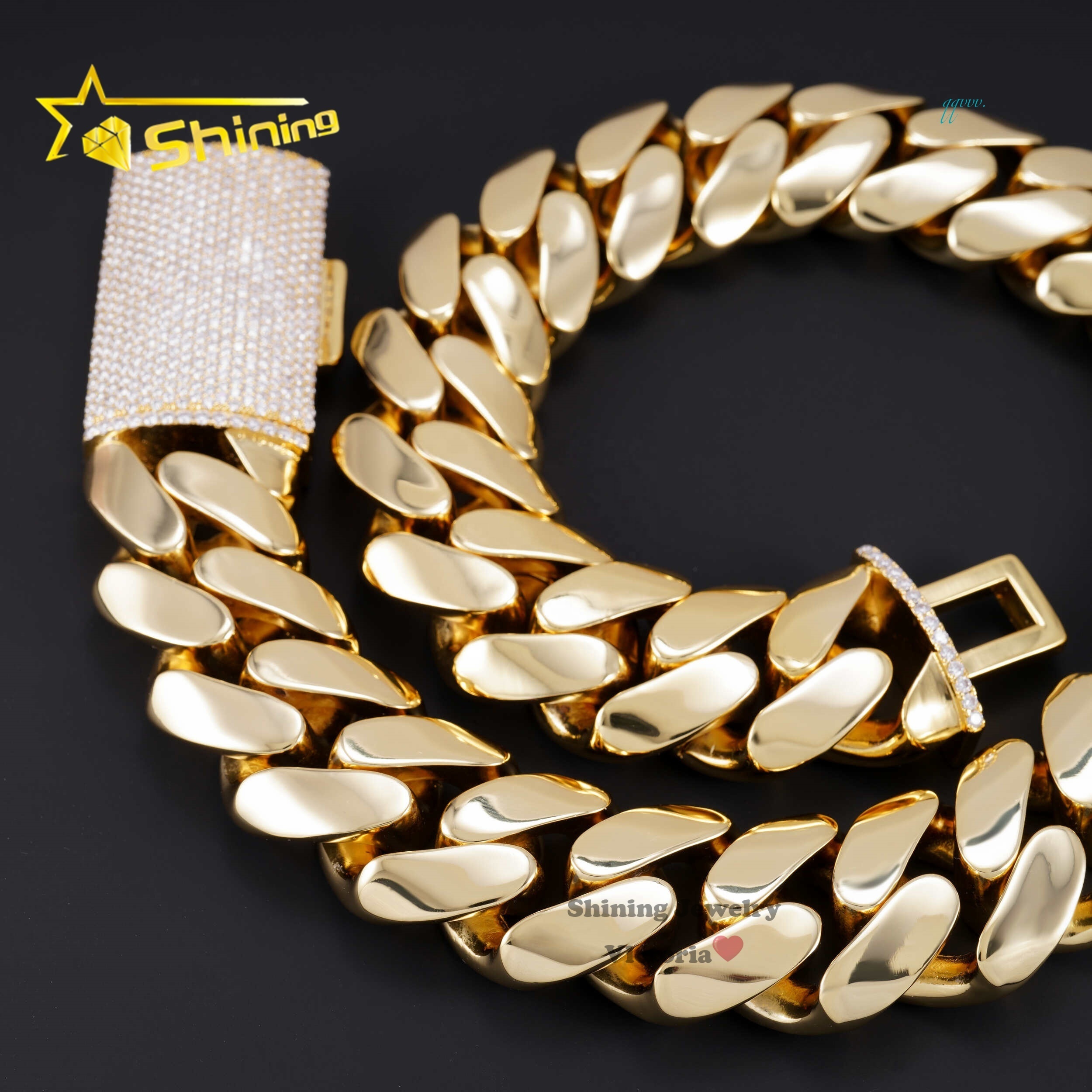 Rock Custom Super Thick Heavy Men Necklace 18K Gold Plated Brass Miami Cuban Link 30MM Cuban Chain With Moissanite Diamond Lock