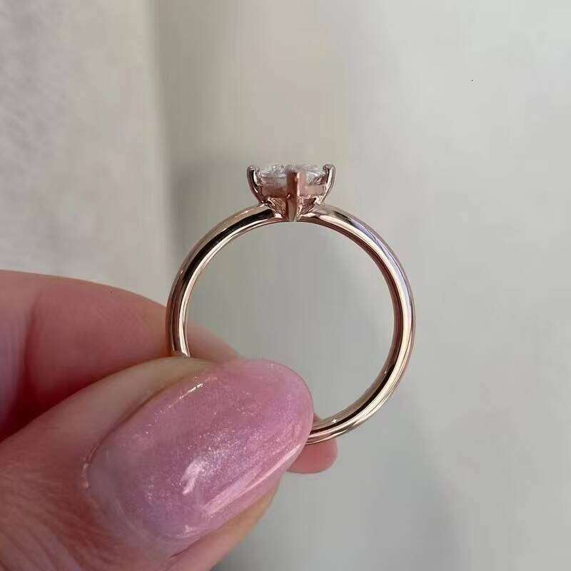 1.5CT Marquise Ring 14K Rose Gold Fancy Moissanite Dia Engagement Halo Rings for Women