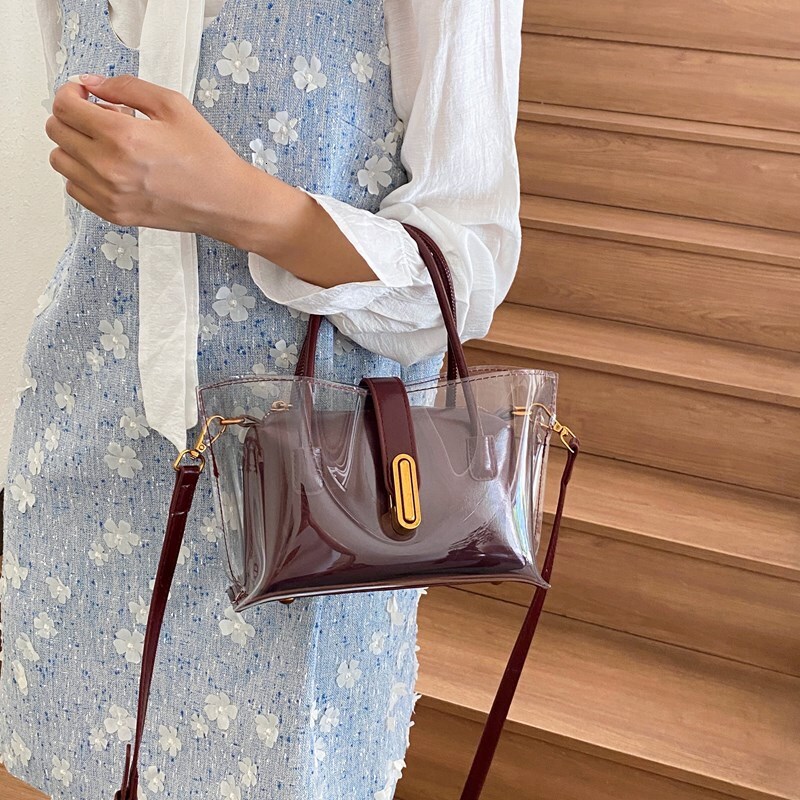 Luxury Brand Designer Bag 2025 Summer New Fashion Transparent Jelly Bag Niche Design Commuter Shoulder Bag High-Quality Mother-Daughter Crossbody Bag