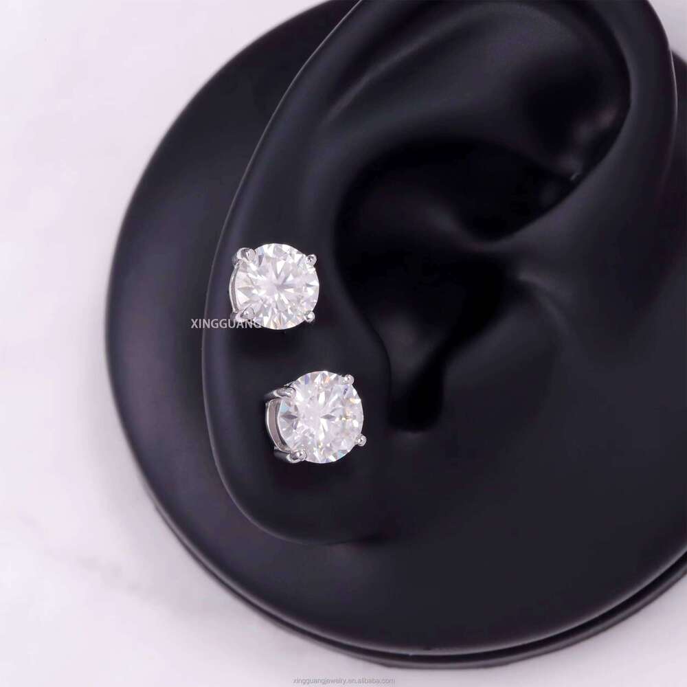 XG Fine Jewelry 4 Claws Vvs Moissanite Stud Earrings Push Back Pass Dia Tester Sier Women Men