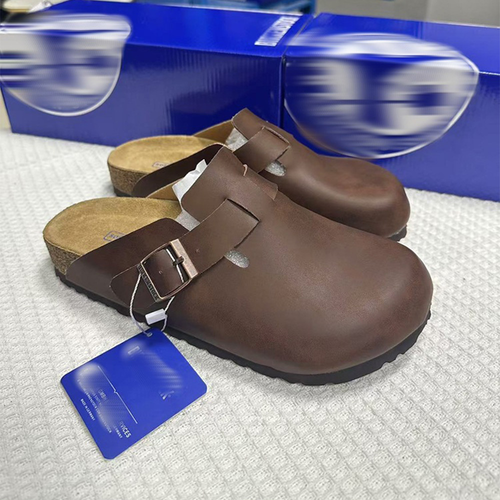 2025 Designer Clogs Sandals Clog Slippers Cork Flat High Quality Fashion Summer Genuine Leather Slide Beach Casual Shoes Women Men Size 35-46 Cost performance Sk