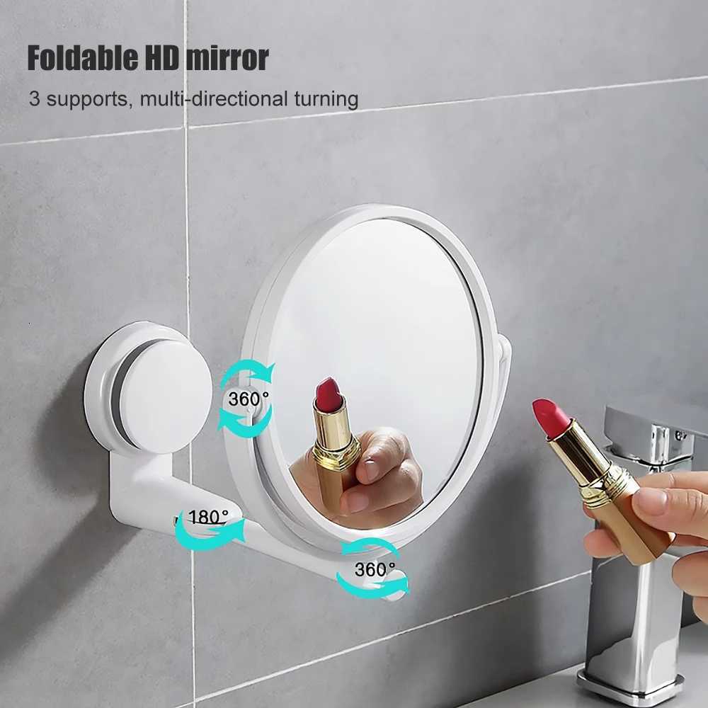 Wall Mirror Folding Arm Extend Bathroom Mirror Without Drill Swivel Bathroom Mirror Suction Arm Double Side Cosmetic Makeup Z250807