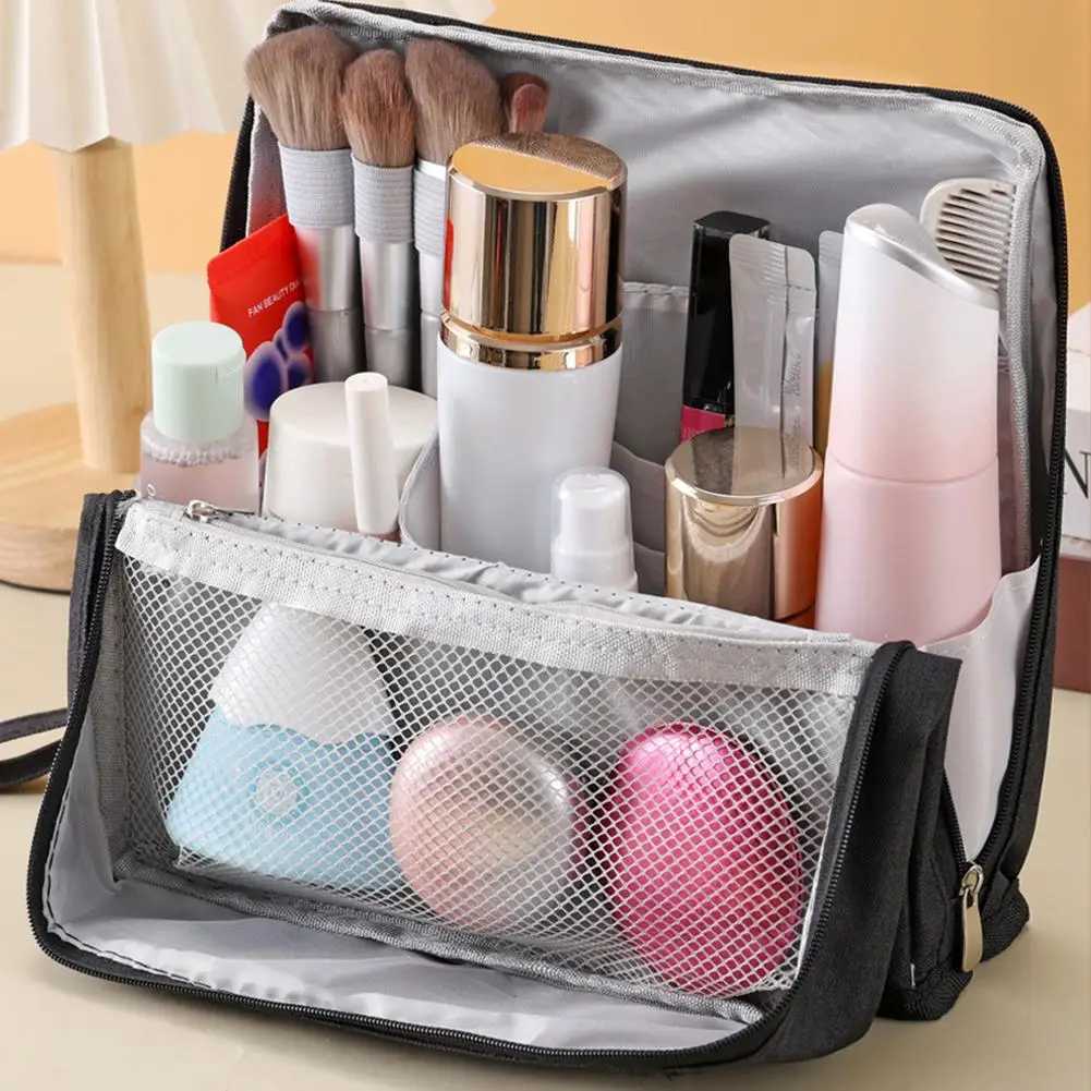 Travel Portable Large Capacity Double Opening Cosmetic Bag Mens Toiletry Storage Bag Multi Layer Stationery Bag Y250808