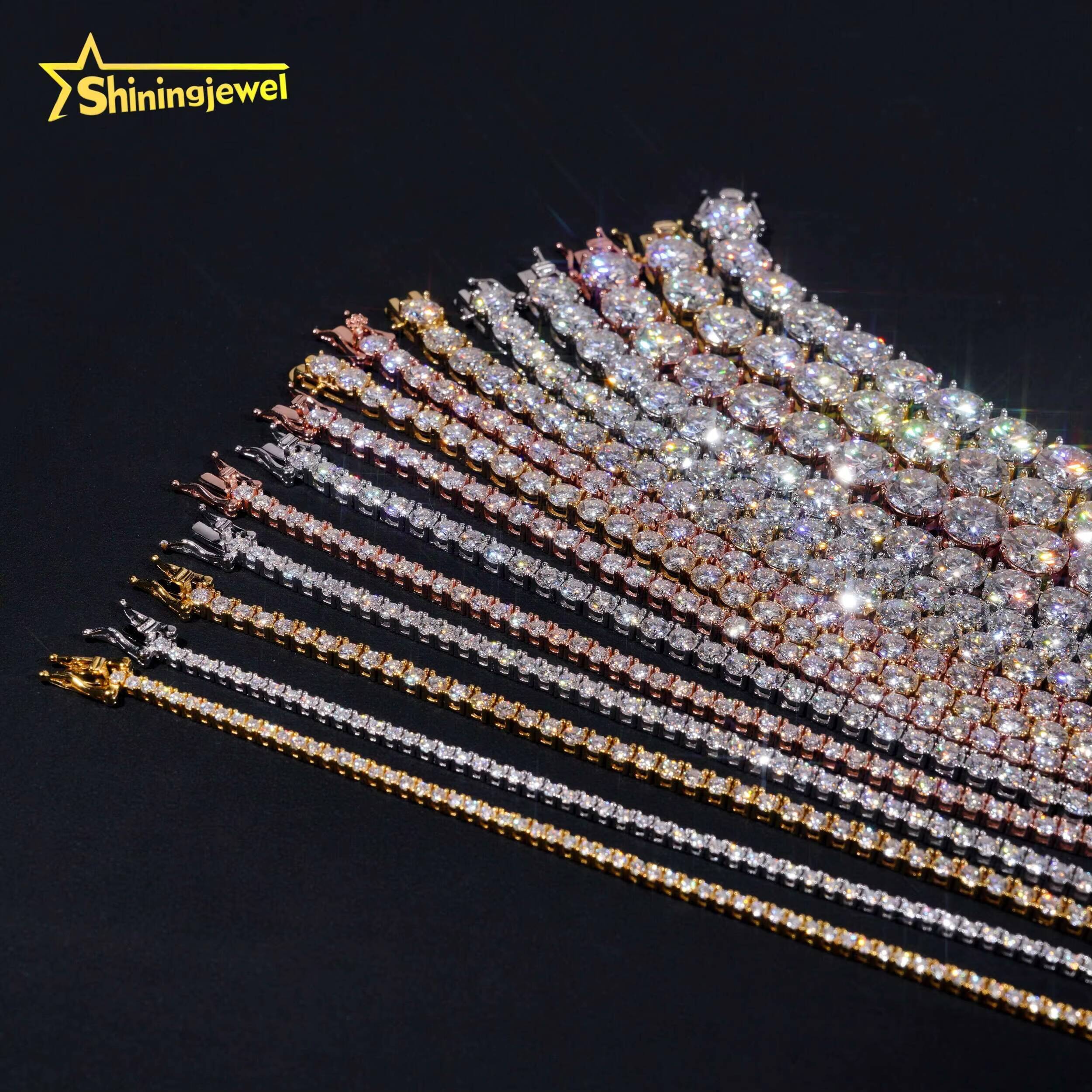 Iced Out Bling Vvs1 D Color Moissanite Diamond Tennis Chain Necklace S925 Sterling Silver