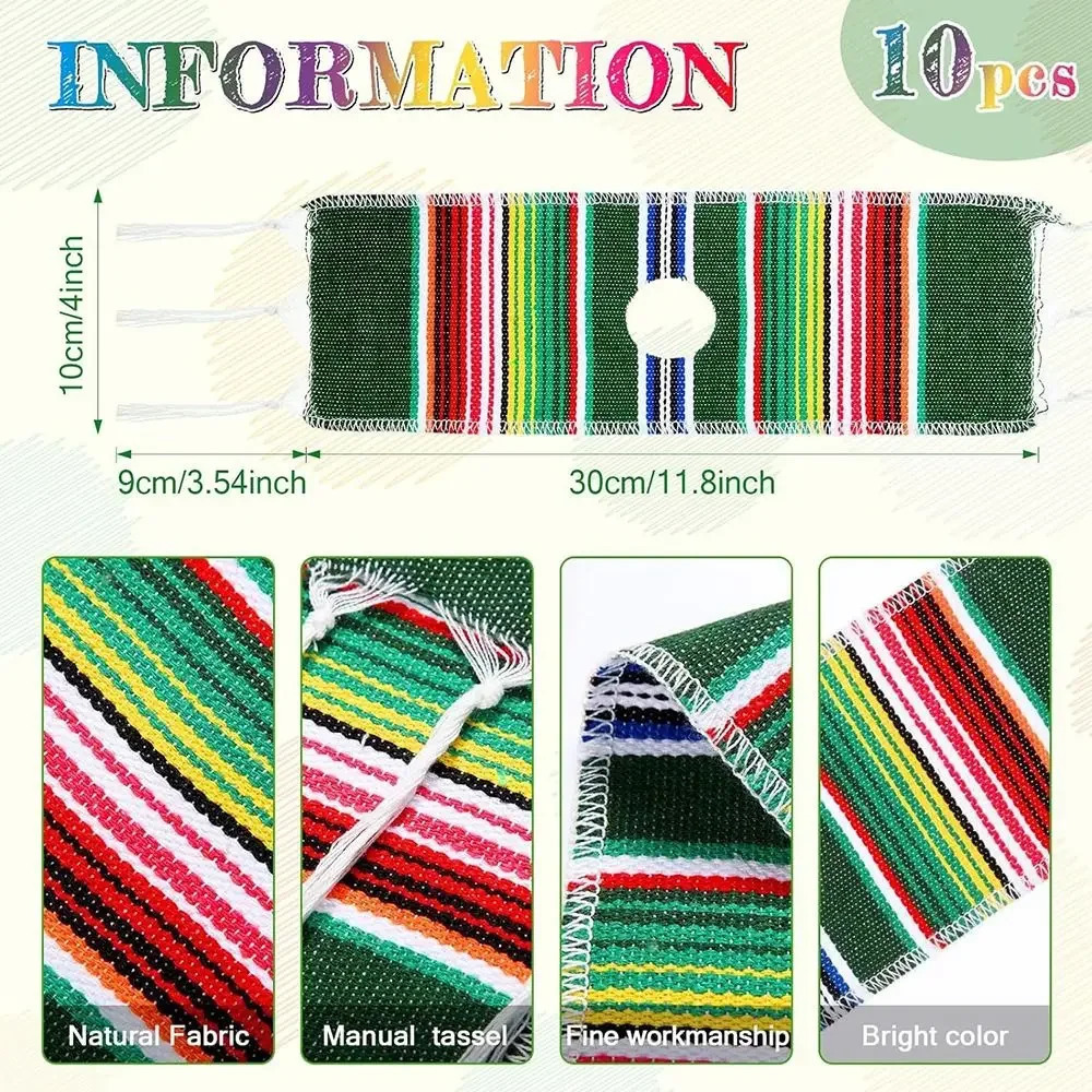 Home Supplies Mexican Theme Tiny Sombrero Hats Fiesta Decoration Party Decor Bottles Serapes Colorful Beer Poncho Cover 250804