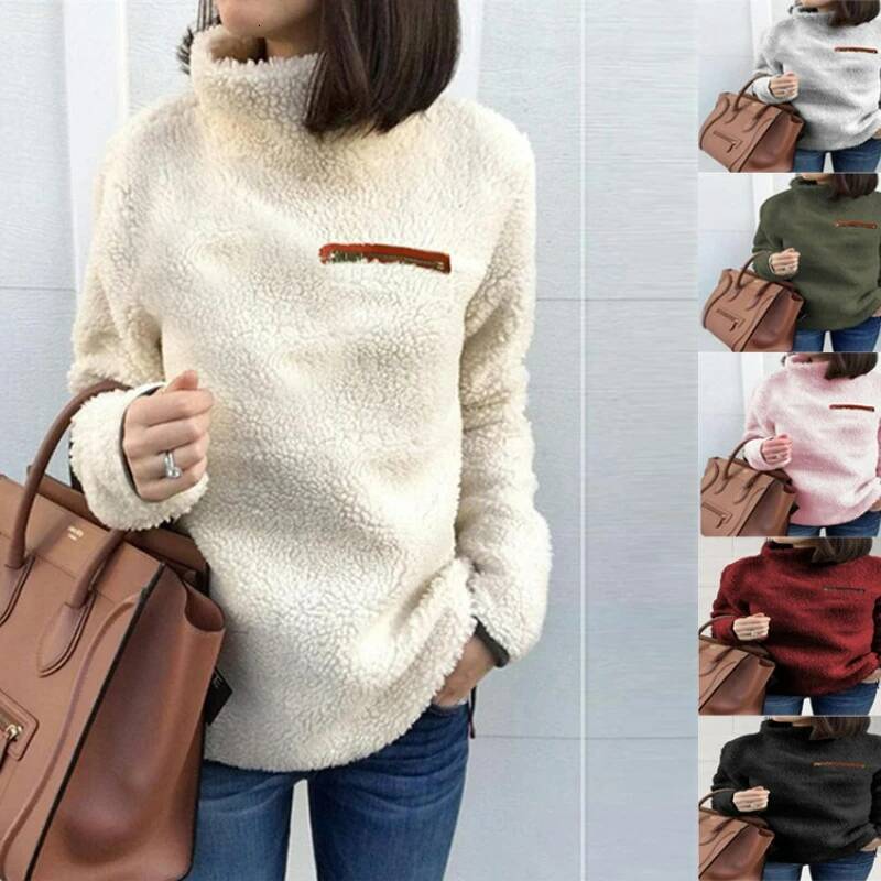 Winter Super Soft and Comfortable Solid Color Turtleneck Pullover Women's Sweater Fashion Zipper Sexy Top Ladies Hipster Clothes dongdumaoyi