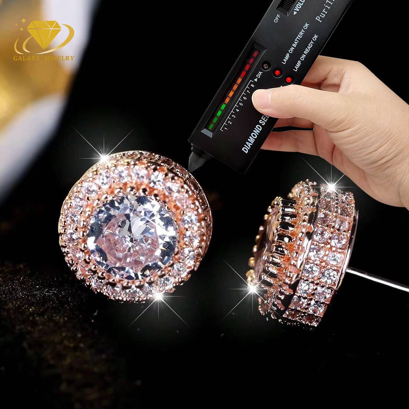 Hip Hop Studs Earrings Hot Sale Iced Out Jewelry 925 Sterling Silver Mens Round Diamond Moissanite Stud Earring