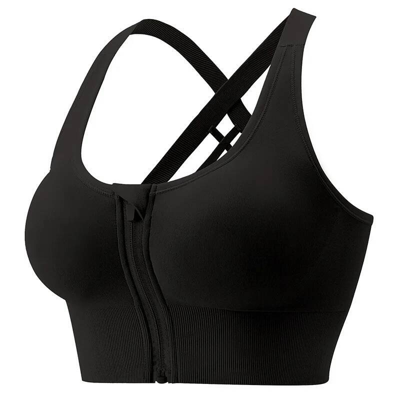 Solid Color Yoga Tight Sports Bras For Women 2024 Women's Fiess Zipper Bra Sportswear Woman Gym Training Female Crop Tops