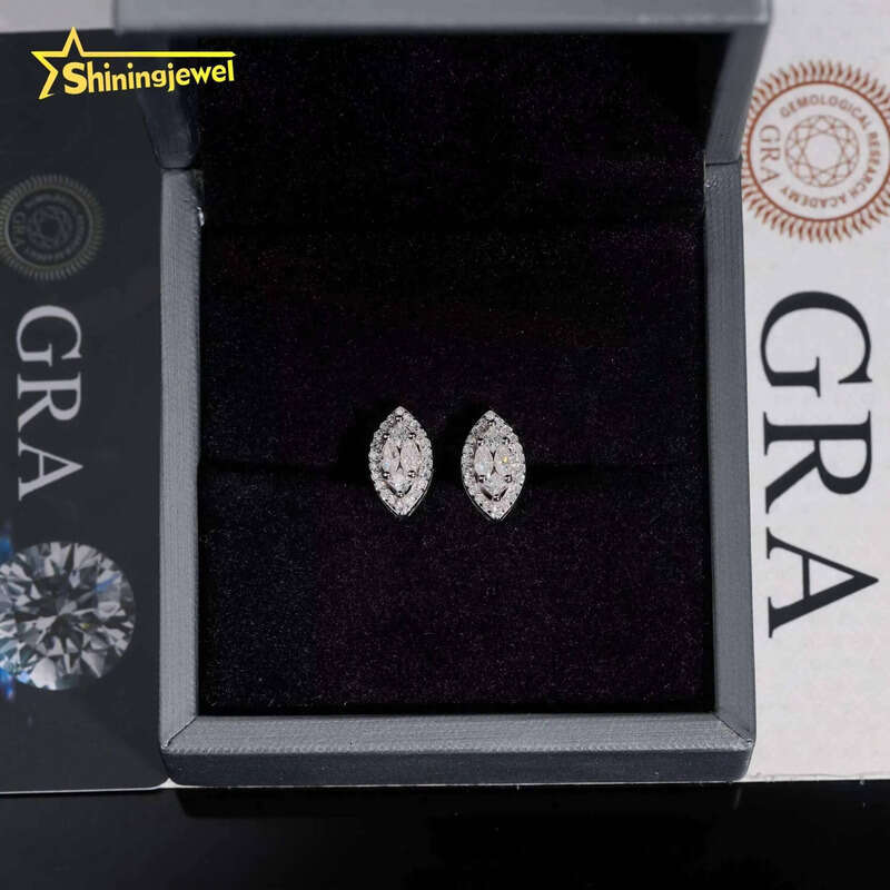 New Style Pass Dia Tester Fancy Marquise Shape Hip Hop Sier Men Moissanite Earrings