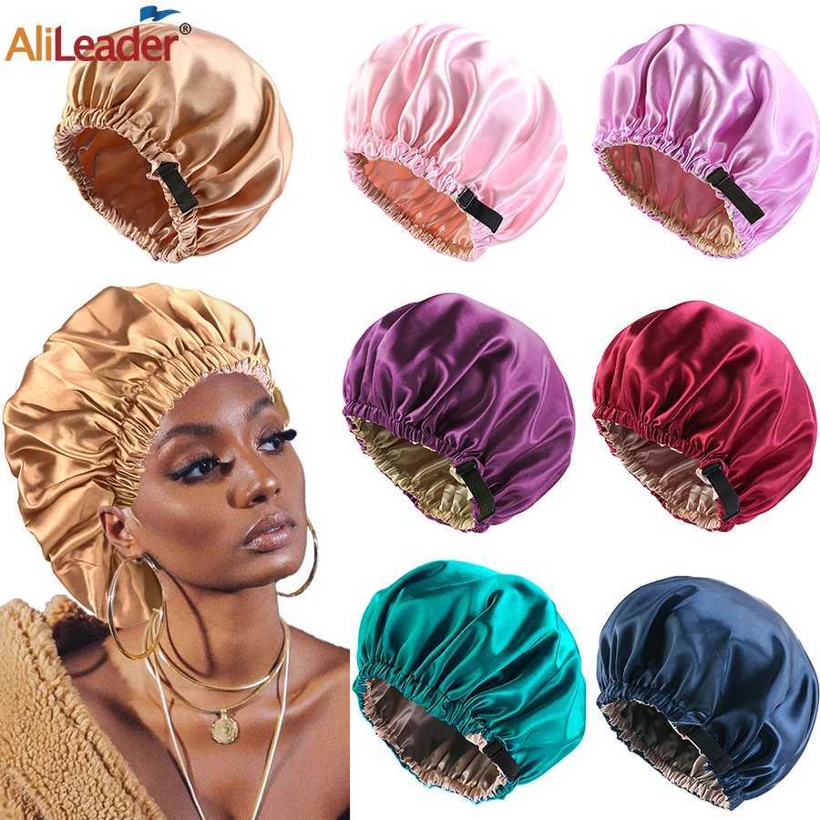 1Pcs Silk Bonnet Silk Sleep Cap Reversible Hair Bonnet for Curly Hair Adjustable Bonnets for Women Z250808