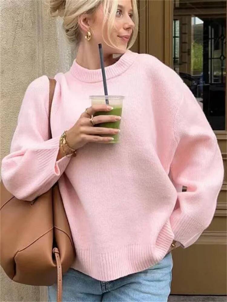 Tossy Pink Knitwear Sweater For Women Long Sleeve Fashion Loose Patchwork Cute Y2k Top Female Knit Elegant Pullover New dongdumaoyi