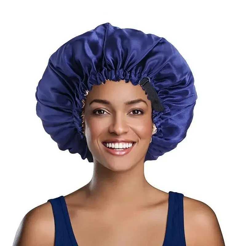 2Pcs Set Large Satin Bonnet Silk Night Sleeping Cap Long Satin Bonnet With Head Tie Band Bonnet Edge Wrap For Women Hair Z250808