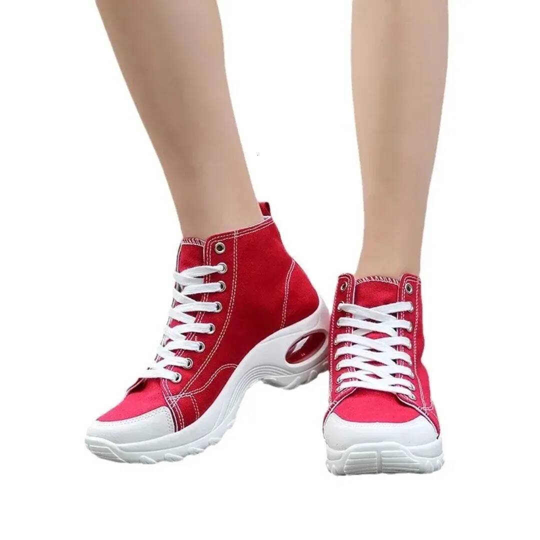 New fashionable canvas casual lightweight thick soled rise dad shoes, breathable high top women's shoes ddmysaturn
