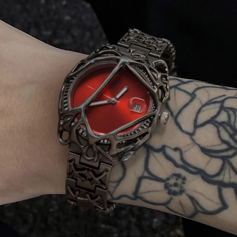 Retro Black Strap Y2k Quartz Watch Men Antique Alabaster High Quality Personalize Unisex Medieval Fashion Creative Clock 250807