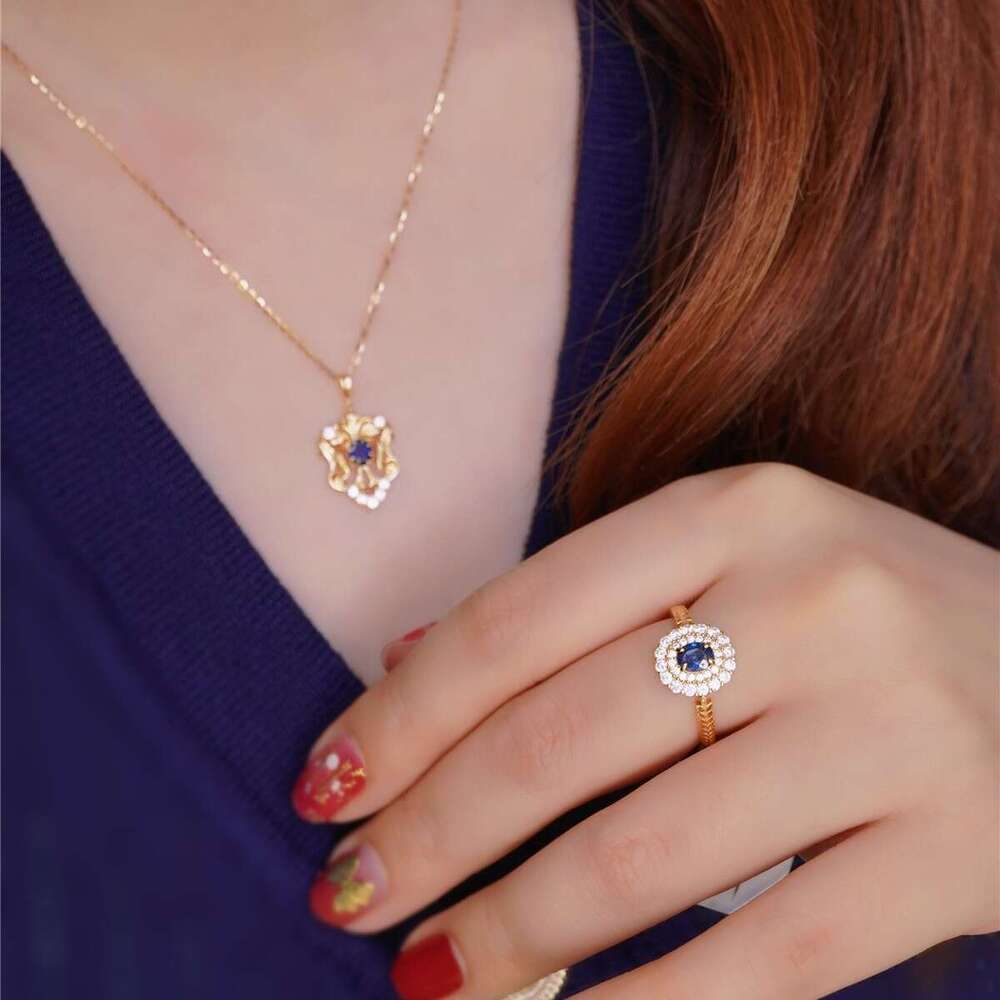 High-end Imitation Sapphire Blue Hollow Diamond for Women, Ultra Beautiful French Minimalist Open Index Finger Ring