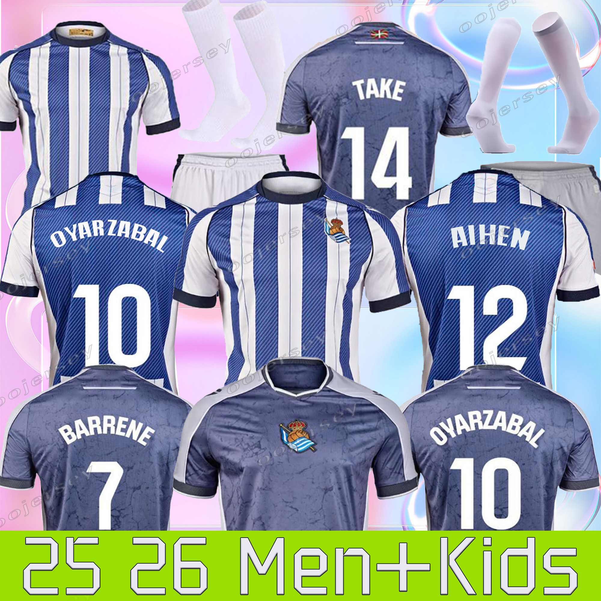 Real Sociedad 2025 2026 Soccer Jersey PORTU OYARZABAL X PRIETO DAVID SILVA Football Shirt TAKE 25 26 Carlos Fernandez camiseta de futbol Men kit kids Equipment 888