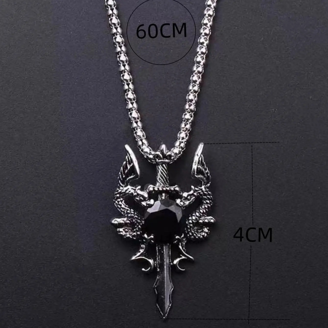 1 Gothic Style Womens Ancient Silvercolor Evil Dragon Gem Pendant Necklace Personalized Fashion Street Sweater Chain Jewelry 250808