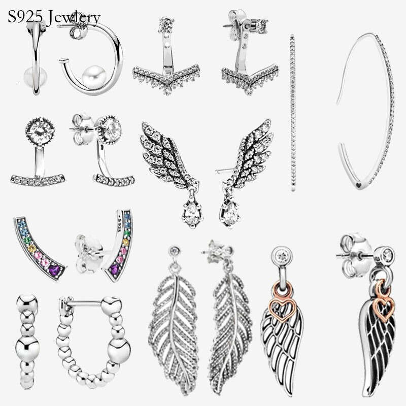 925 Sterling Silver Glittering Rainbow Wings Earrings Are Suitable For Primitive Fashion Silver Earrings Jewelry Gift Free Shipping