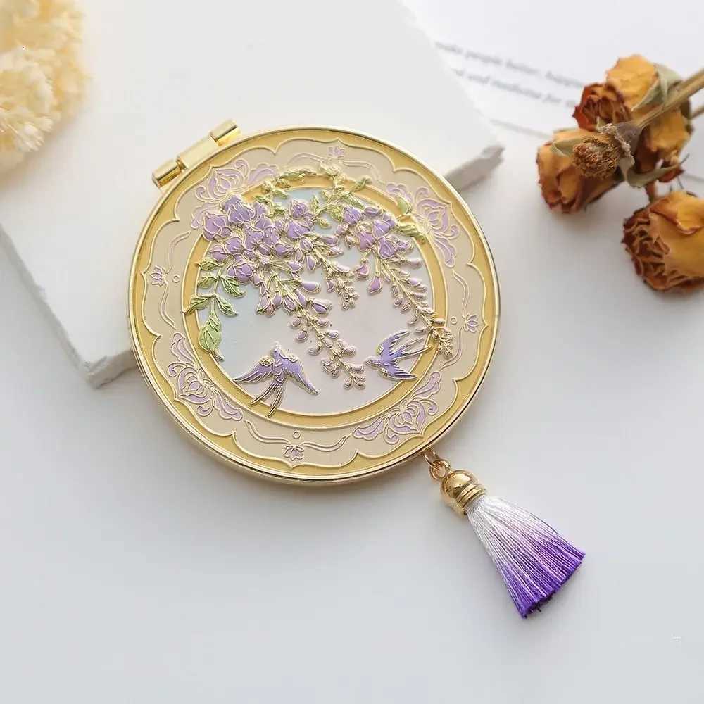 Carved Metal Folding Mirror Chinese-style Cultural and Creative Portable Handheld Makeup Mirror Tourist Souvenir Handheld Mirror Z250807