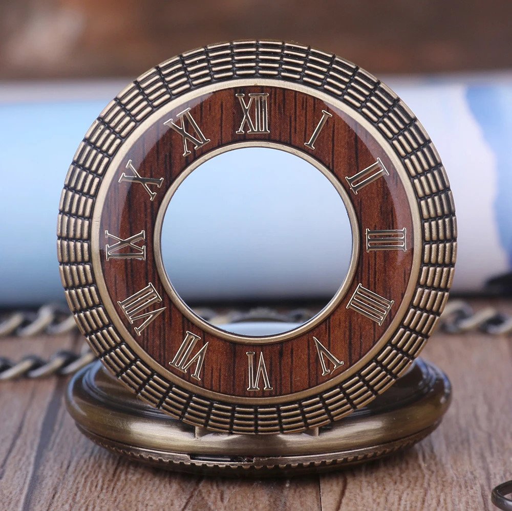 Vintage Roman Number Hand-Winding Watch creative carving flower Mechanical Pocket Watch chains pendant gifts 250807