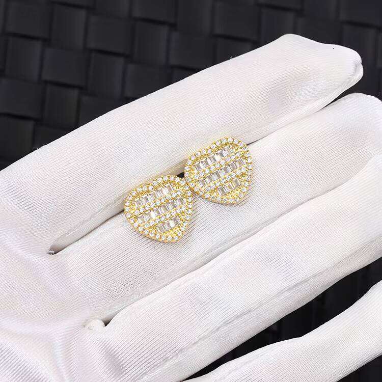 Pass Dia Tester VVS Moissanite Stud Sterling Sier Gold Plated Heart Fine Jewelry Earrings for Women