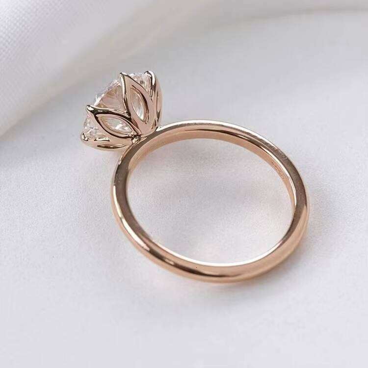 2CT 6 Claws Petal 10k/14k/ Yellow Rose Gold Moissanite Single Dia Ring for Women Engagement Fine Jewelry