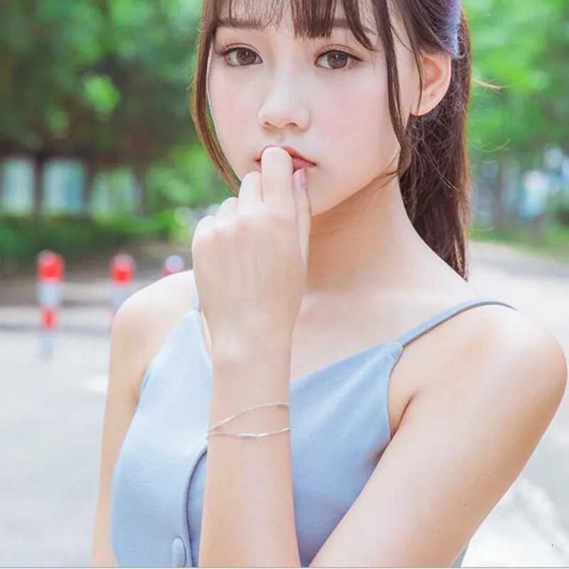 Personality New Art 925 Sterling Silver Jewelry Female Simple Bar Round Stick Double High-Quality Popular Bracelet SL003 Z250807