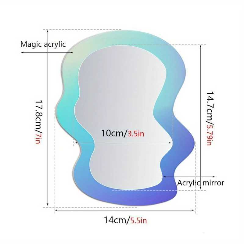 1pcs Magnetic Locker Mirror School Bathroom Refrigerator Cabinet Decoration Mirrors Creative Geometric Pattern Makeup Mirror Z250807