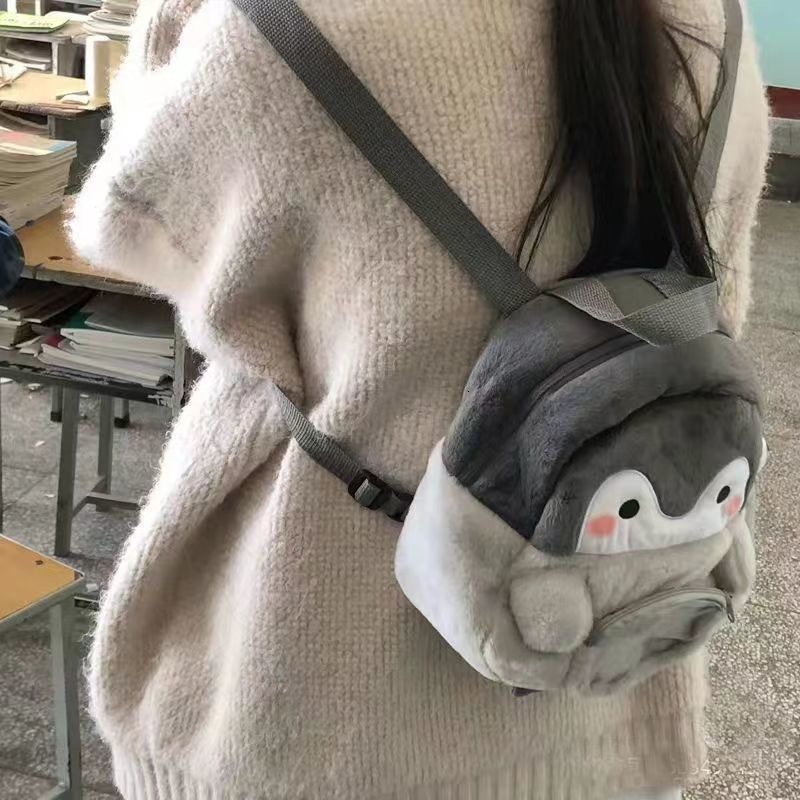 2025 Autumn New Women s Backpack Penguin Cartoon fashion Women s Backpack Cute Girl Backpack Plush Doll Mini Backpack Autumn New Designer Backpack