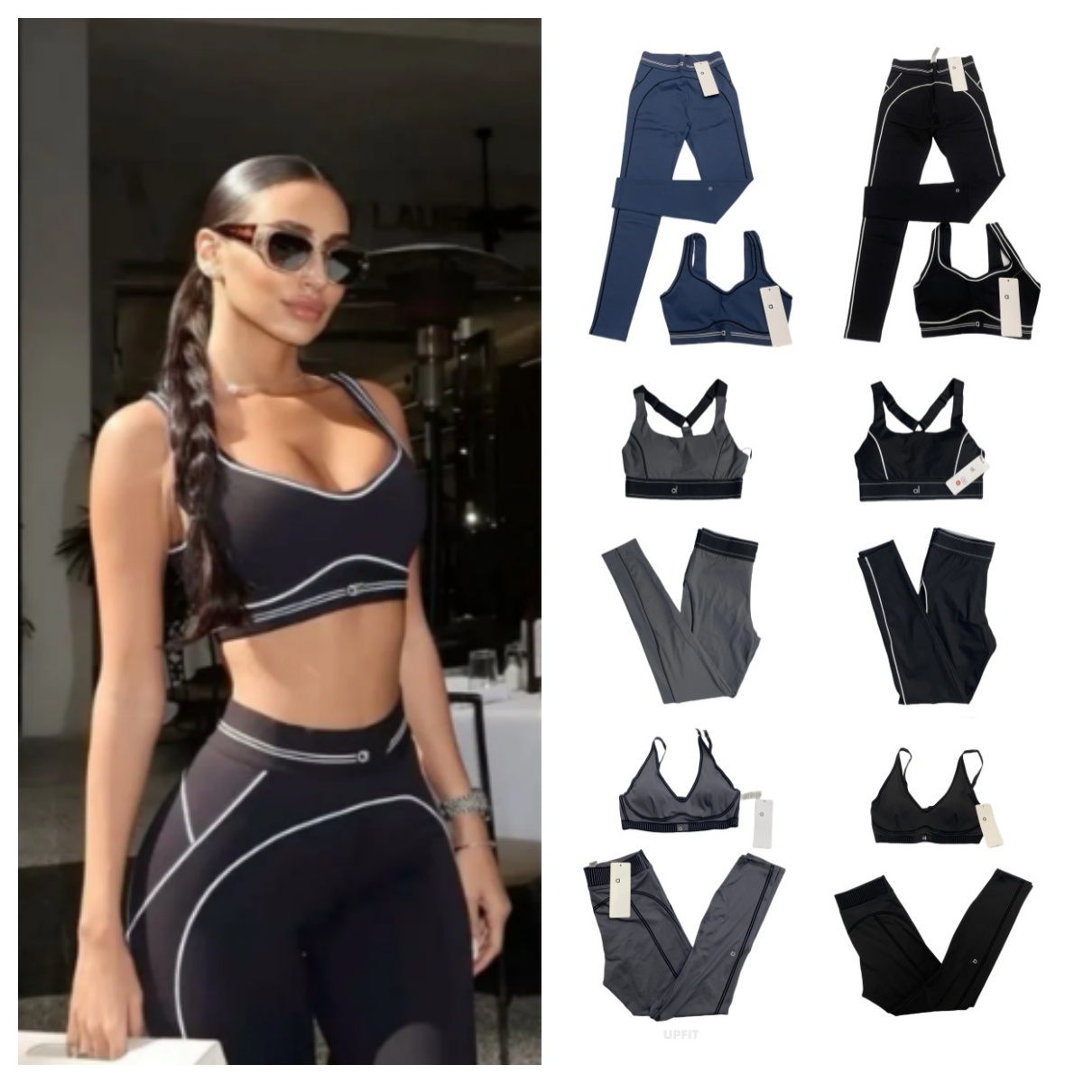 Women Quick-Drying Sports Bra Fashion High Waist Hip Tummy Tights Breathable Running Set Flocking Bra+Leggings Suit aloness Women clothes