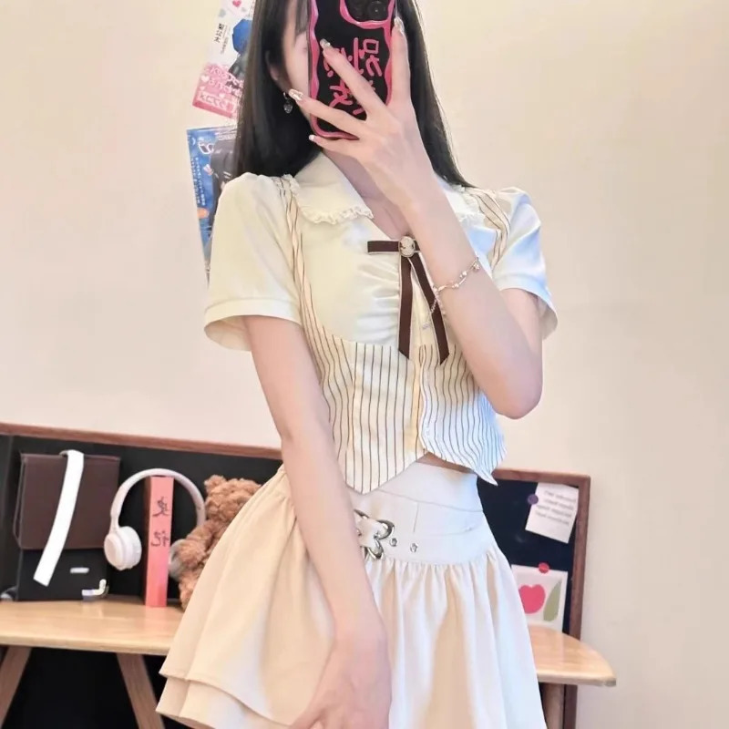 Jk Uniform Suit Skirt School Womens Summer Spice Girl Gentle Temperament Waist College Wind Cover Hips Thin 250729