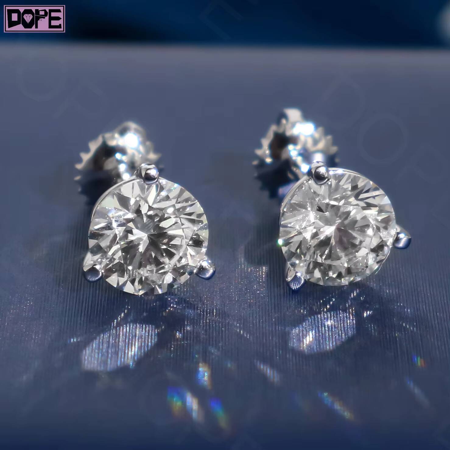 Fine Jewelry Moissanite Earrings Basic 925 Silver 3 Prong VVS Diamond Screw Back Custom Size Stud Earrings