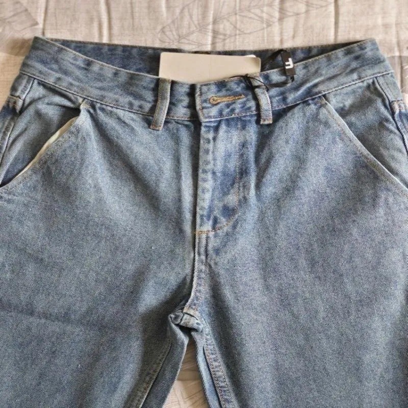 2026 New Womens Designer Blue Denim Pants Loose High Waisted Embroidered Versatile Jeans Trendy Trousers Free Shipping
