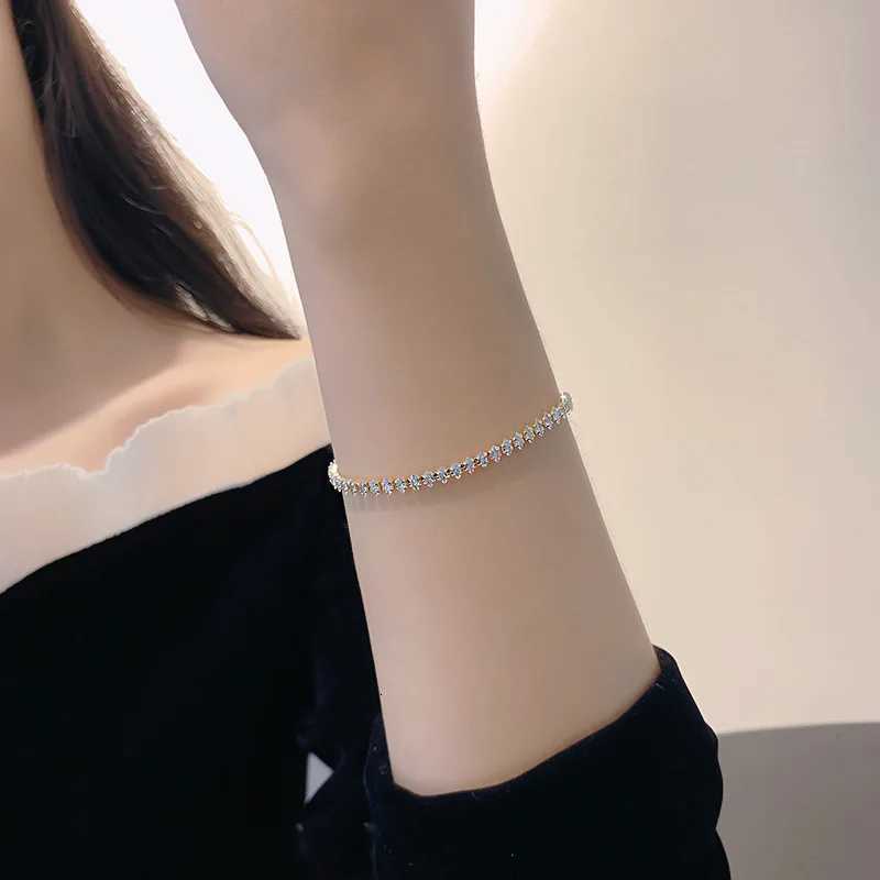 2.5*5mm New Marquise Oval Square Cut Luxury Silver Color on Hand Tennis Bracelet Bangle for Women Party Gift Jewelry Z250807