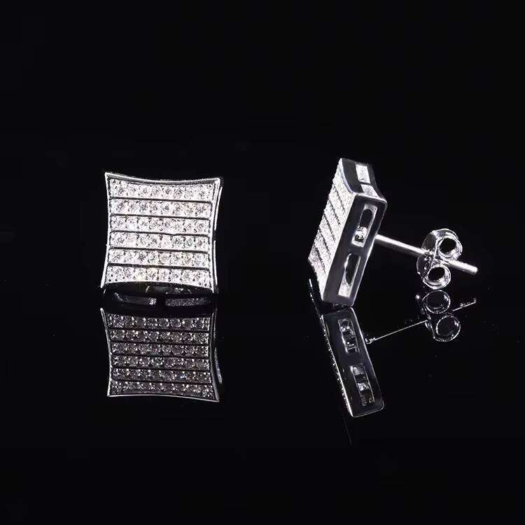 On Sale Fine Jewelry Sier Stud VVS D GRA Moissanite Earring Pass Dia test Gold Plated No Fading Allergies
