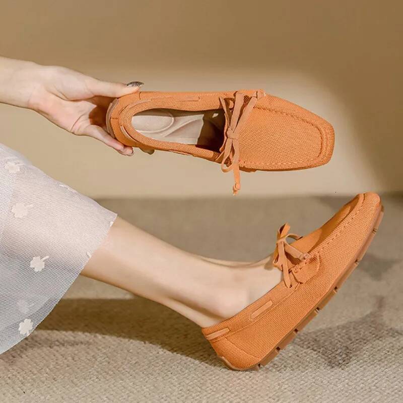 Beanie Flat 2025 New Square Toe Knitted Casual Shoes Knit Large Size Women's Loafers ddmysaturn