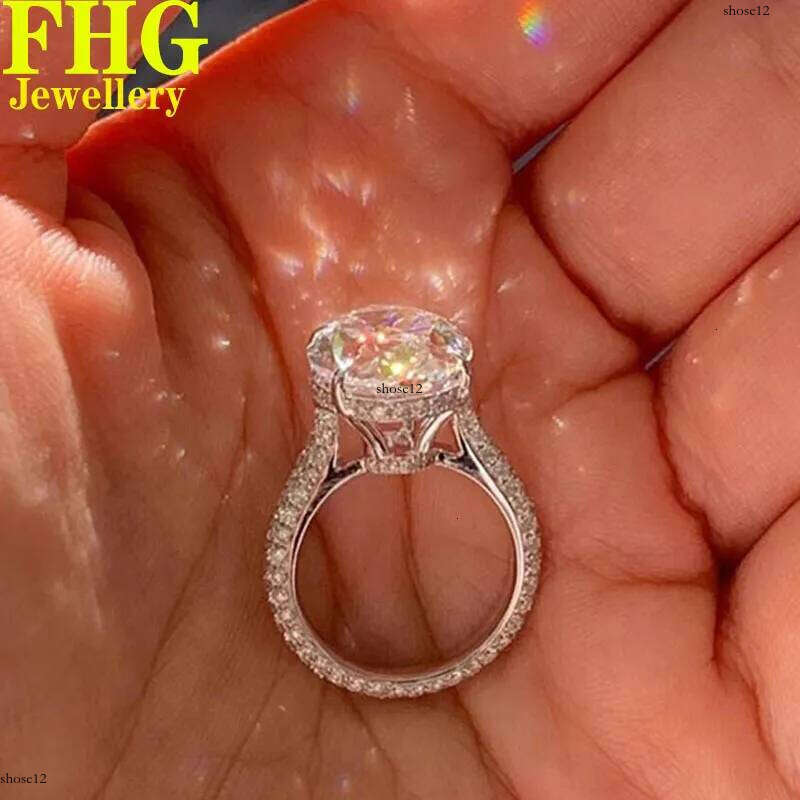 5 6 7 8 9 10 Carat Au585 14K White Gold Oval shape moissanite Dias Women Wedding Party Engagement Ring Classic Trendy
