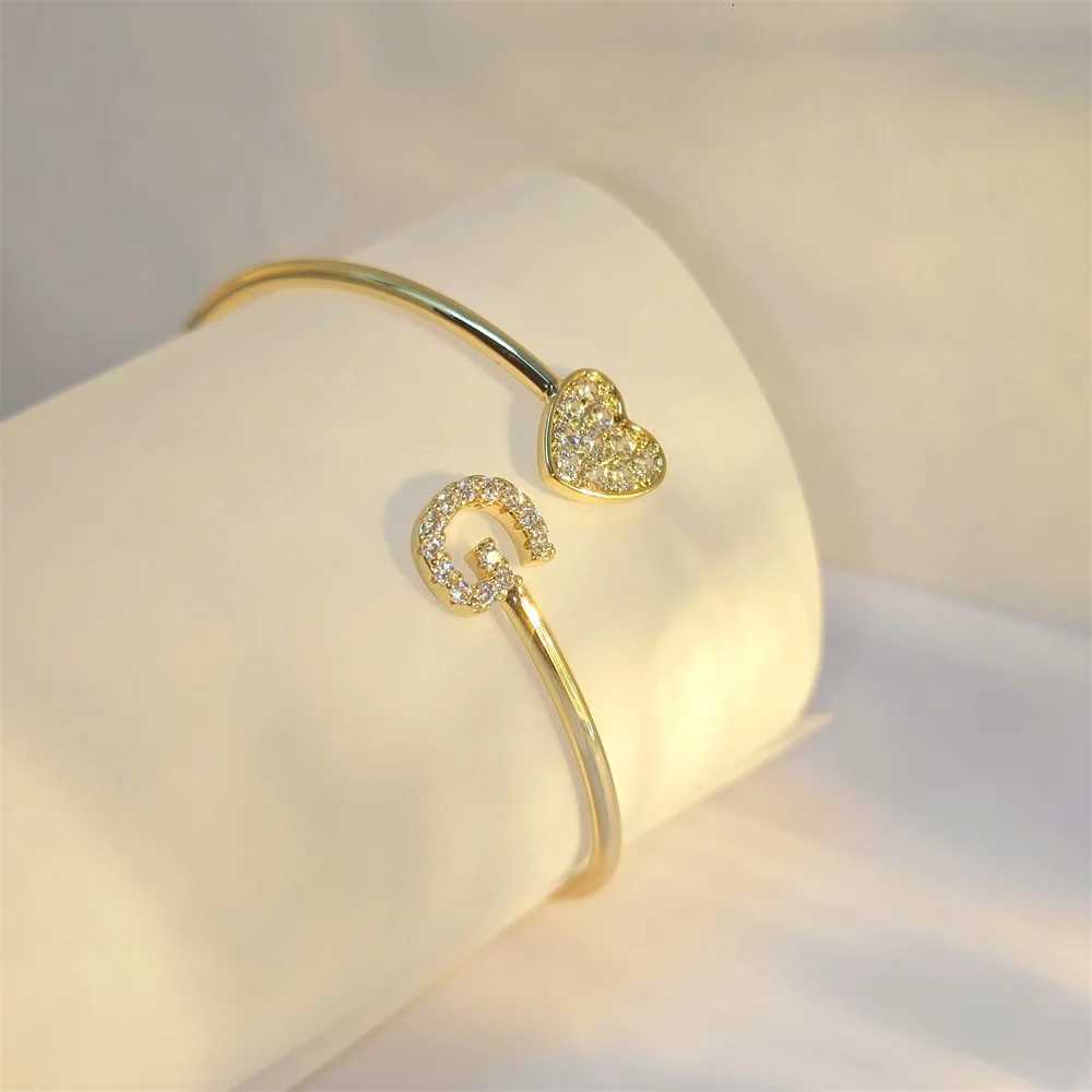 9mm Zircon Letters Bangle Plain Letter Charm Stragger Initial Bracelet for Women Gold Gift Jewelry Z250807