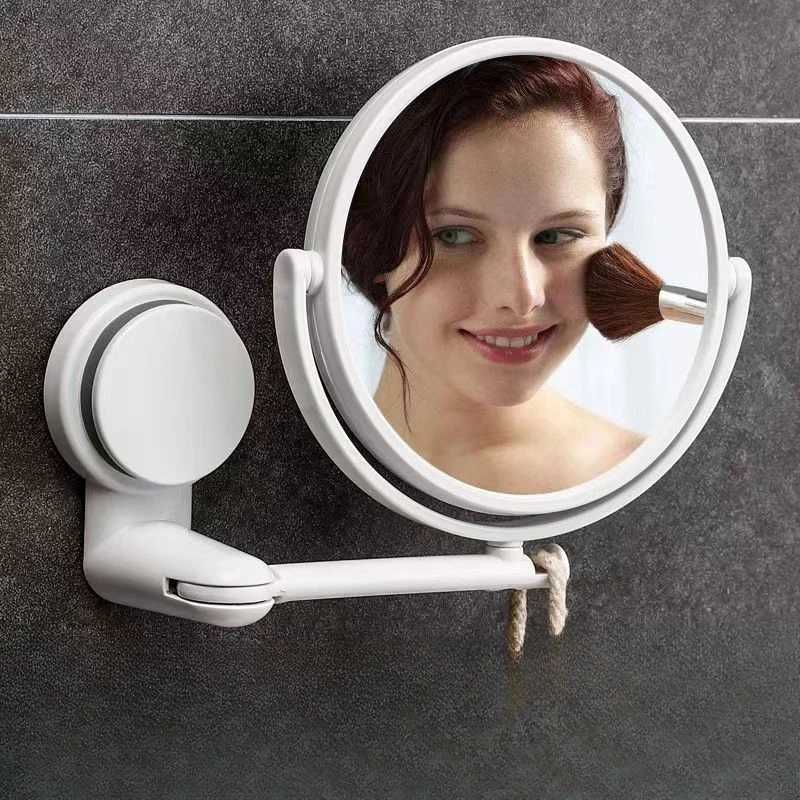 Wall Mirror Folding Arm Extend Bathroom Mirror Without Drill Swivel Bathroom Mirror Suction Arm Double Side Cosmetic Makeup Z250807