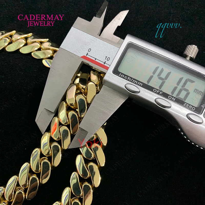 Hop Heavy 250g Gold Hip Chain Necklace 14mm 925 Silver 14k Gold Plated Smooth Miami Cuban Link Chain With Long Moissanite Clasp