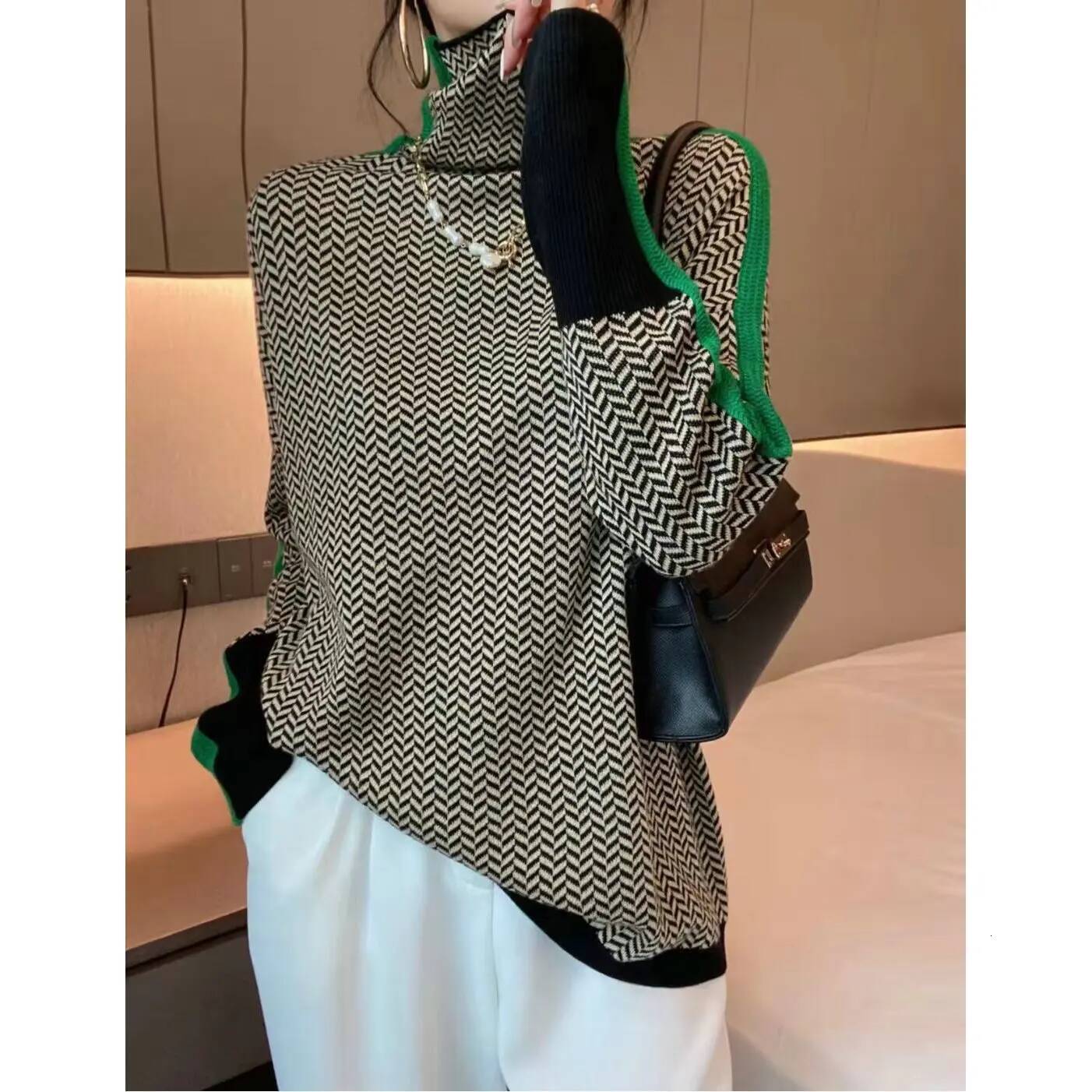 Pullover European Stock High-end Quality Color Colored Characters Wool Bottoming Shirt Female Autumn And Winter Sweater dongdumaoyi