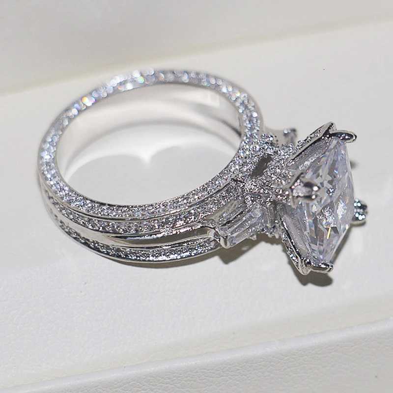 800 Gorgeous Full Cubic Zirconia Ring for Women Luxury Inlaid Square CZ Stone Engagement Wedding Rings New Fashion Jewelry Y250808