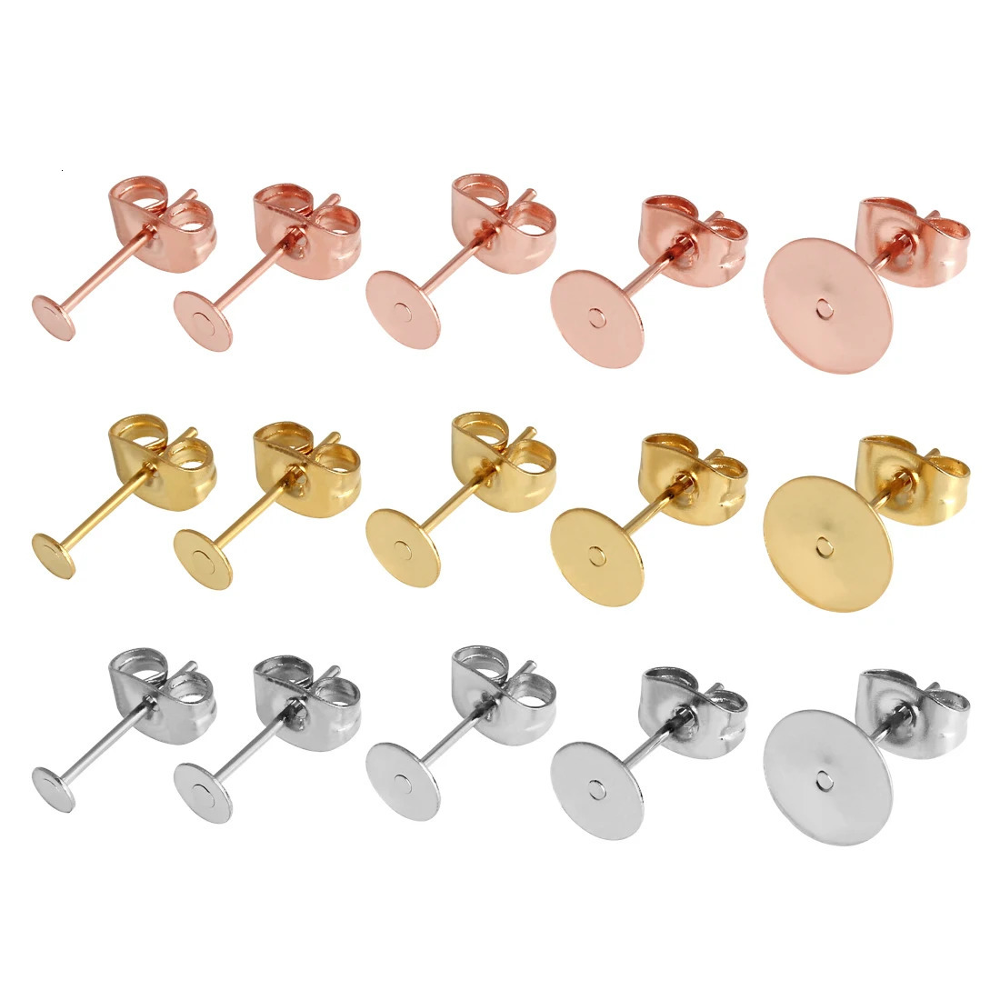 50pcslot Stainless Steel Blank Post Earring Studs Base Pin With Plug Ear Back DIY Jewelry Making Earrings Accessories 250804