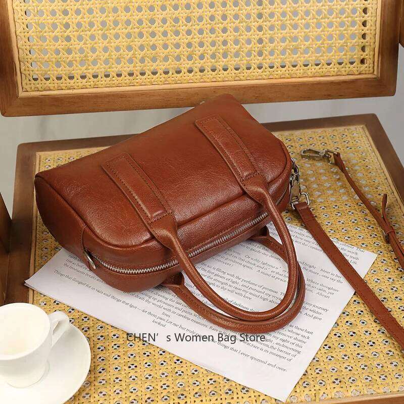 2025 New Genuine Women's Handbag Retro Shoulder Cow Leather Commuter Crossbody Female Bag For Shopping Travel 250731 20250805