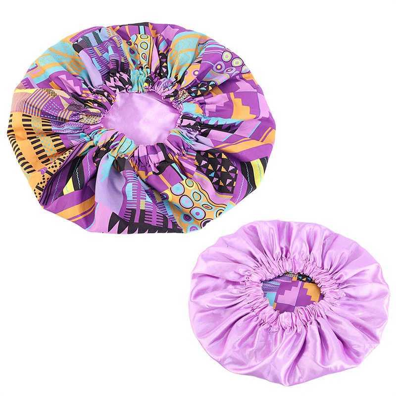 Women Night Sleep Cap African Pattern Ankara Print Bonnet Satin Lining Soft Extra Large Headwear Ladies Headwrap Hair Care Hat Z250808