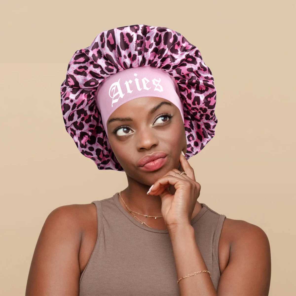 1PConstellation Printing Satin Wide Band Sleep Bonnet Soft Sleeping Bonnet with Wrap Band Make Up Washing Face Daily Use Bonnet Z250808