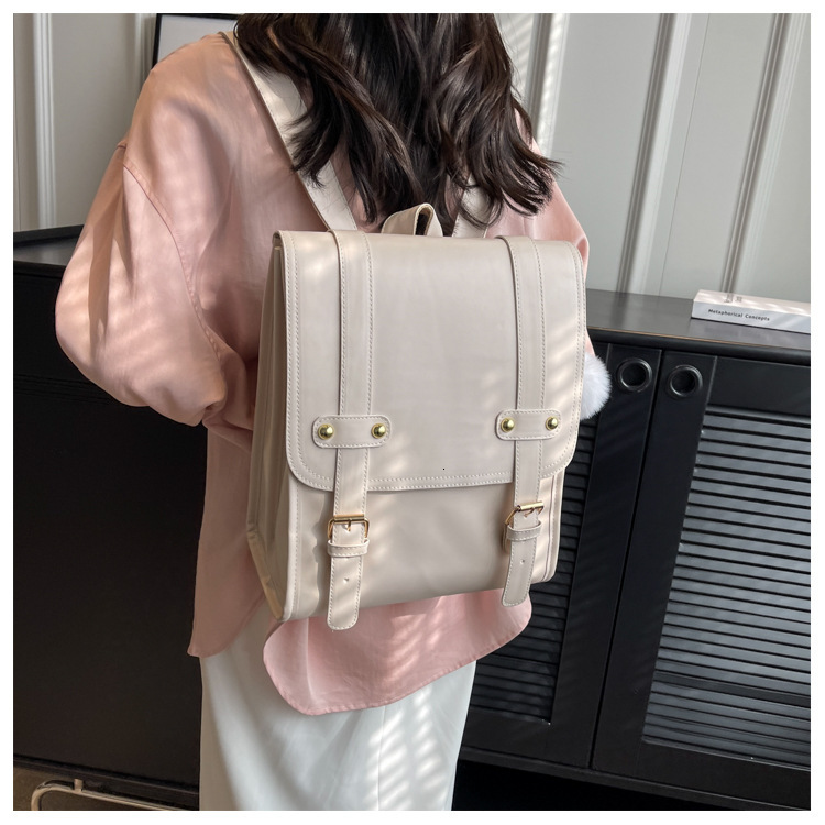 2025 Autumn New Women's Backpack New Retro Style Buckle Belt Design Women's fashion Backpack Commuter Backpack Autumn New Color Contrast Des