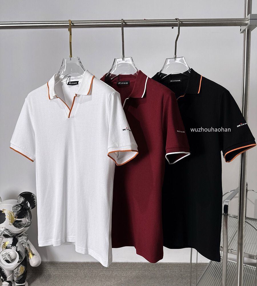 Summer kiton Thin Cotton Letter Lapel Polo Shirt T-shirt for Men K1289